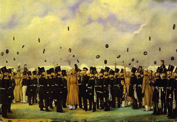 Grand Duke Mikhail Pavlovich Visiting the Camp of the Finland Regiment of Imperial Guards on July 8, 1837, 1837 - 1838 - Pavel Fedotov