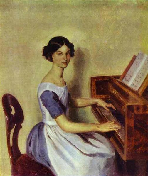Portrait of Nadezhda P. Zhdanovich at the Piano, 1849 - Павел Федотов