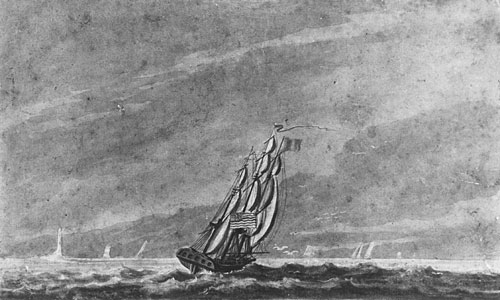 Full Sail off Sandy Hook Entrance to New York Harbor, c.1812 - Pavel Svinyin
