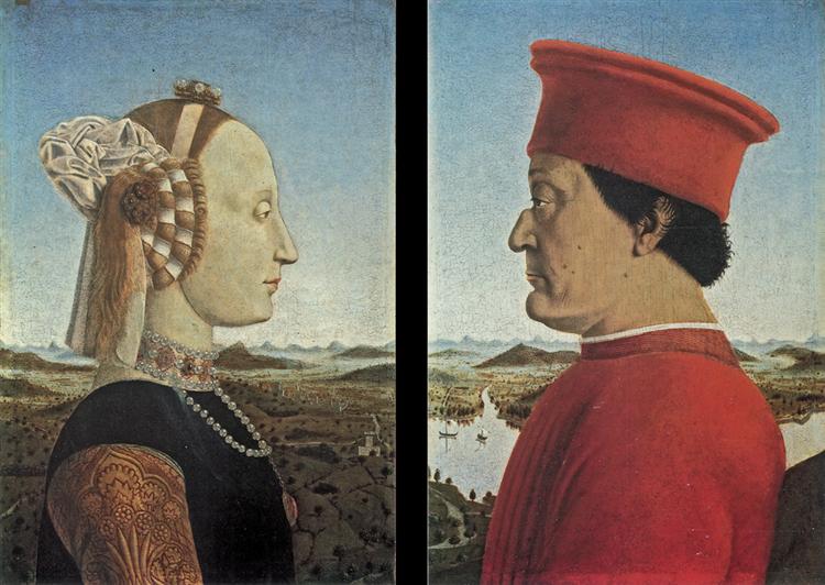 Portraits Federico da Montefeltro and Battista Sforza, 1465 - Piero della Francesca
