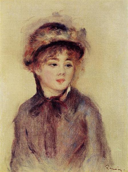 Bust of a Woman Wearing a Hat, 1881 - 雷諾瓦