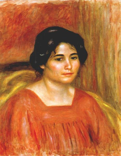 Gabrielle in a red blouse, c.1910 - 雷諾瓦