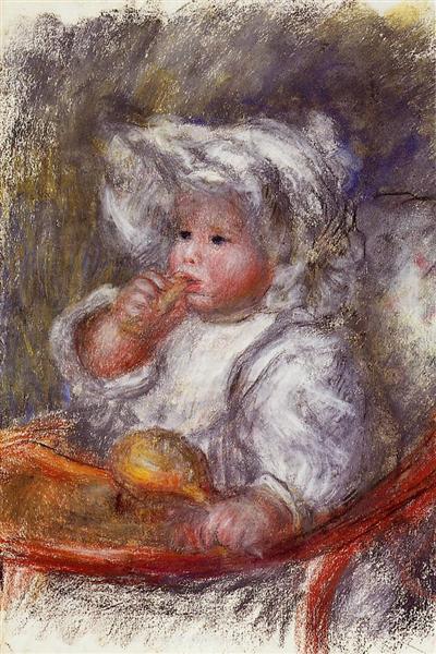 Jean Renoir in a Chair (Child with a Biscuit), c.1895 - Pierre-Auguste Renoir