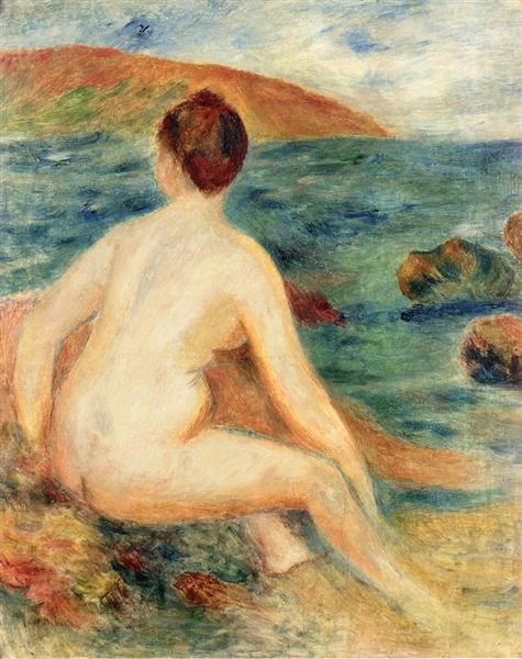 Nude Bather Seated by the Sea, 1882 - 雷諾瓦