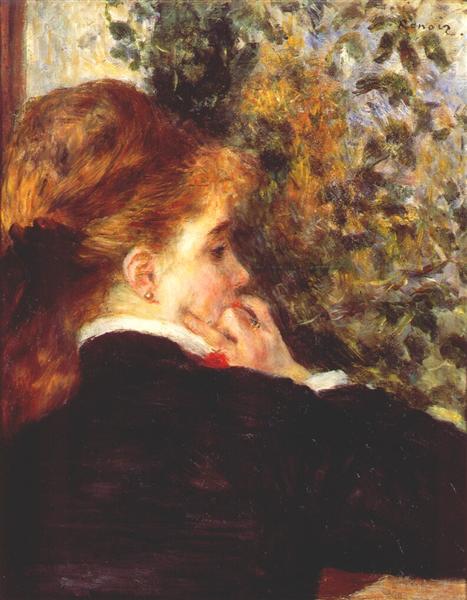 Pensive, c.1875 - 雷諾瓦