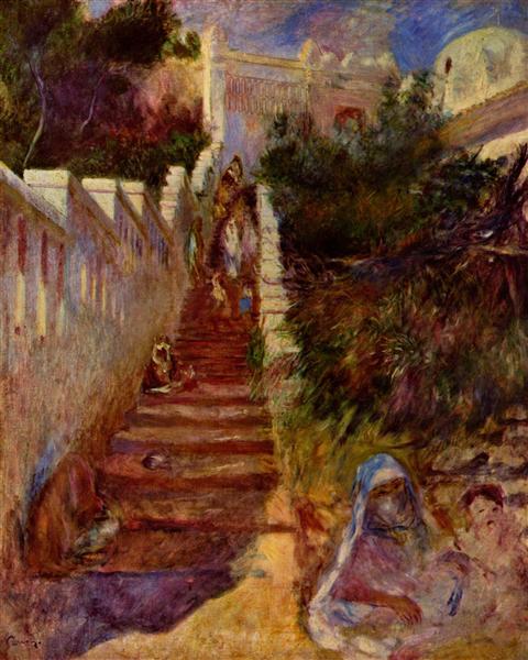 Steps in Algiers, c.1882 - 雷諾瓦
