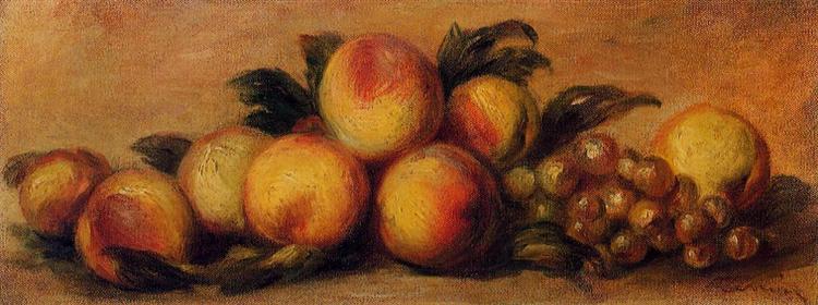 Still Life with Peaches and Grapes - Auguste Renoir