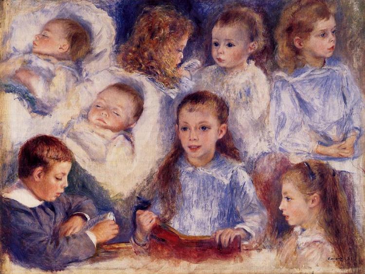Studies of the Children of Paul Berard, 1881 - 雷諾瓦
