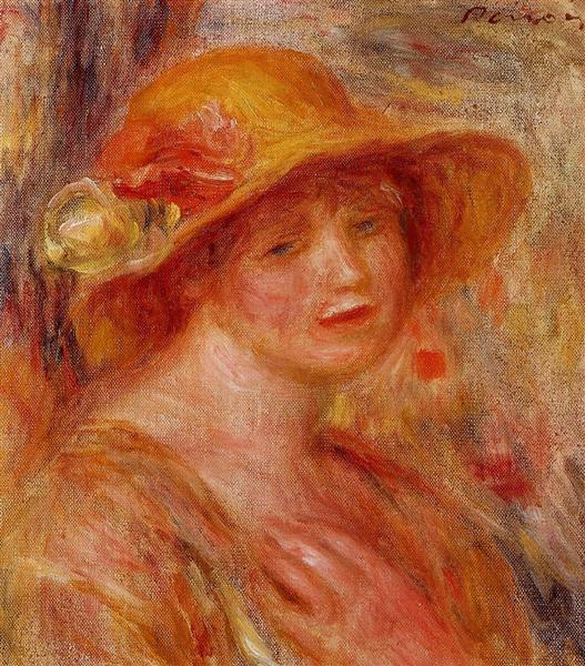 Woman in a Straw Hat, c.1916 - 1918 - Пьер Огюст Ренуар