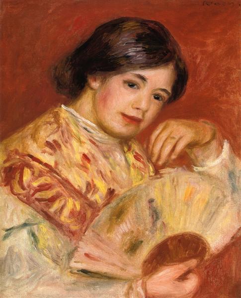 Woman with a Fan, c.1906 - П'єр-Оґюст Ренуар