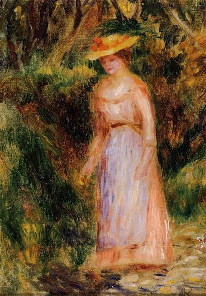 Young Woman Taking a Walk - Auguste Renoir