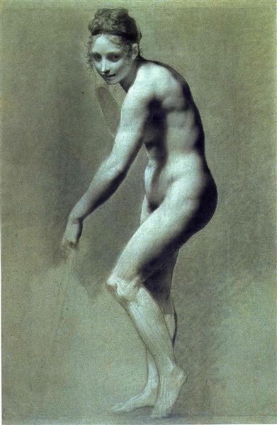 Drawing of Female Nude with charcoal and chalk, 1800 - 皮埃尔·保罗·普吕东