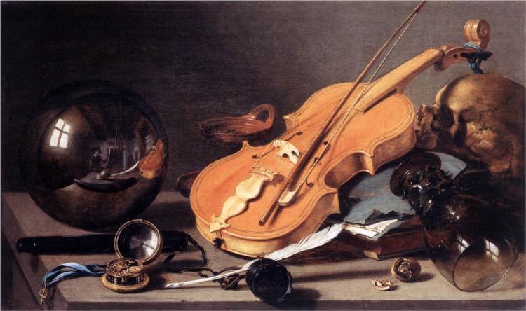 Still Life with Violin and Glass Ball, 1628 - Pieter Claesz.
