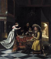 Joueurs de cartes à une table - Pieter de Hooch