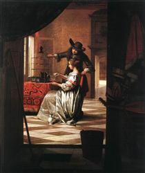 Couple avec perroquet - Pieter de Hooch