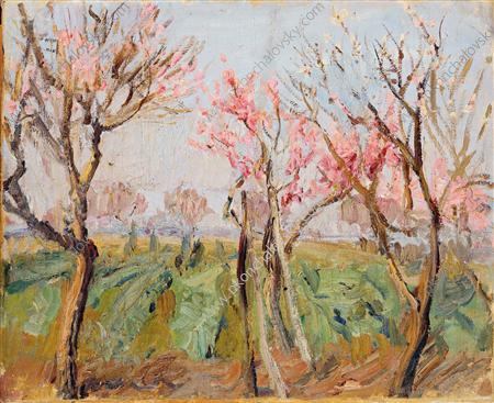 Garden near Rome. Peaches in bloom., 1904 - Pyotr Konchalovsky