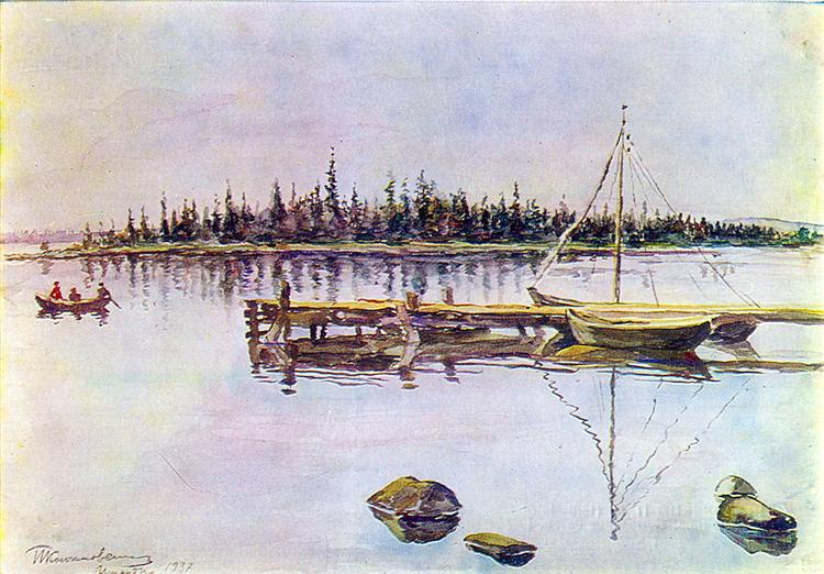 Озеро Имандра. Осмоление сетей., 1937 - Пётр Кончаловский
