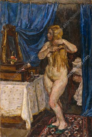 Натурщица с рыжими волосами перед зеркалом, 1923 - Пётр Кончаловский
