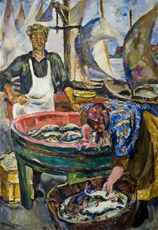 Novgorod. The Fish Market., 1928 - Петро Кончаловський