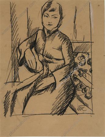 Portrait of a Lady. Drawing for the portrait of of Anna Emilevna Goncz., 1918 - Pjotr Petrowitsch Kontschalowski