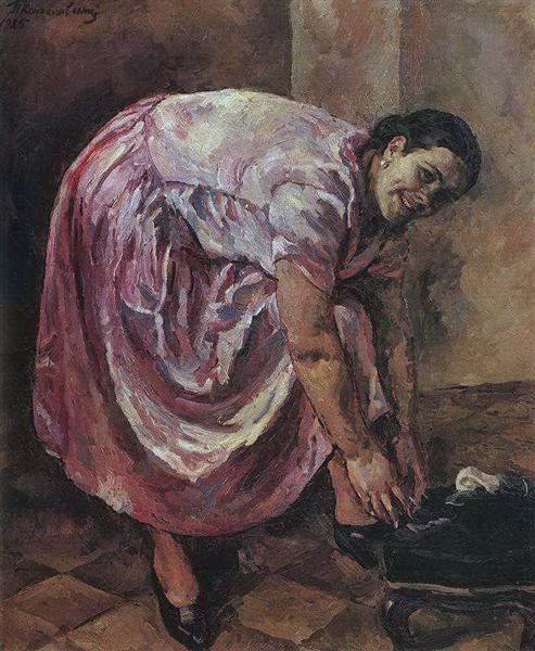 Portrait of Natalia Petrovna Konchalovsky, the artist's daughter (in pink dress), 1925 - Pjotr Petrowitsch Kontschalowski