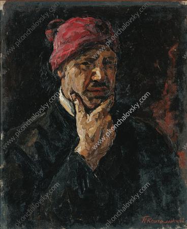 Self-portrait (in red cap), 1926 - Pyotr Konchalovsky