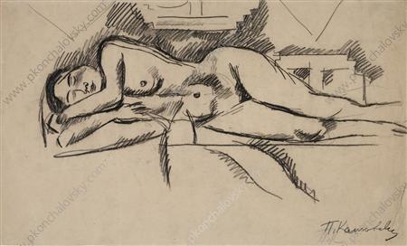 Спящая натурщица (натурщица на ковре), 1918 - Пётр Кончаловский