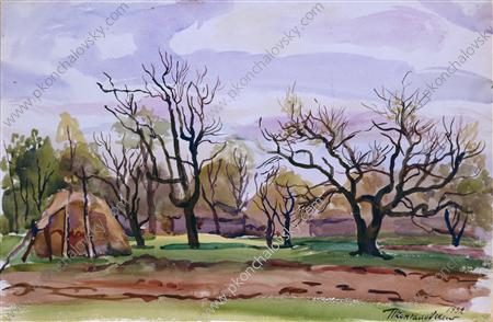 Spring. State Farm 'mounds'., 1932 - Петро Кончаловський