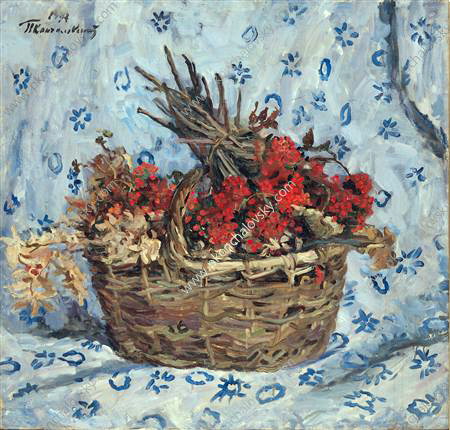 Натюрморт. Рябина на голубом., 1947 - Пётр Кончаловский