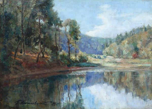 The evening. Landscape with a lake., 1939 - Петро Кончаловський