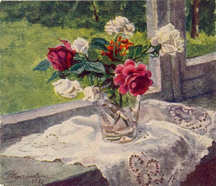 The roses by the window, 1953 - Петро Кончаловський