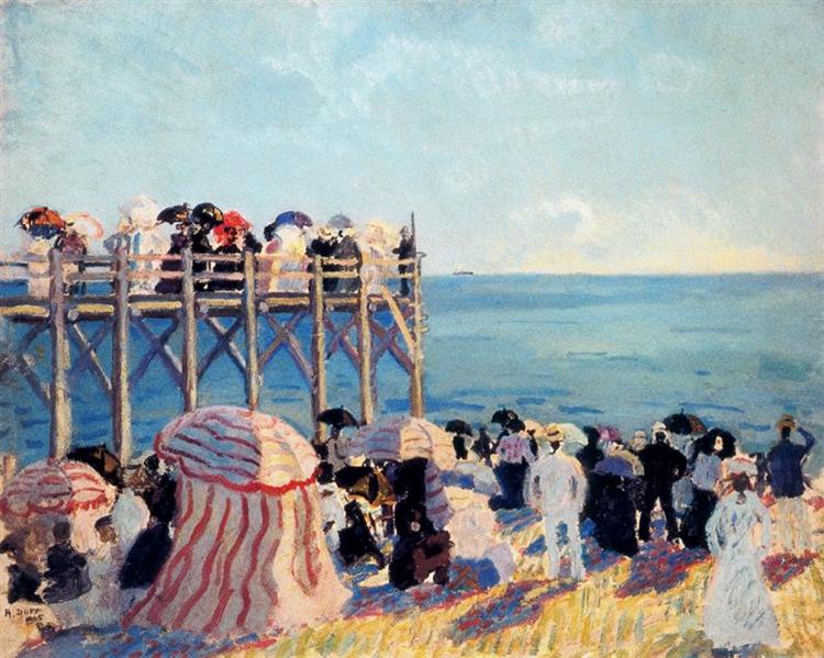 The beach and pier at Trouville, 1905 - 劳尔·杜飞