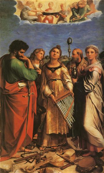 St. Cecilia with Sts. Paul, John Evangelists, Augustine and Mary Magdalene, c.1513 - 1516 - Rafael