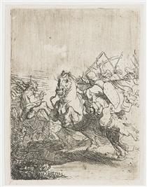 A cavalry fight - 林布蘭
