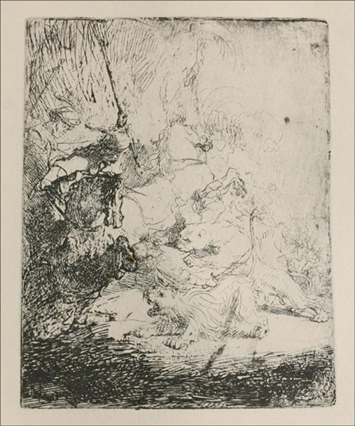 A Small Lion Hunt with a Lioness, 1641 - Rembrandt van Rijn