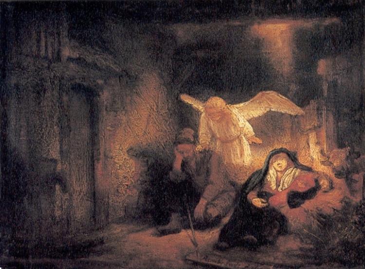 Joseph's Dream in the Stable in Bethlehem, 1645 - Rembrandt