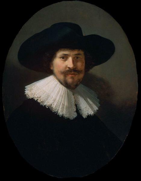 Portrait of a Man Wearing a Black Hat, 1634 - 林布蘭