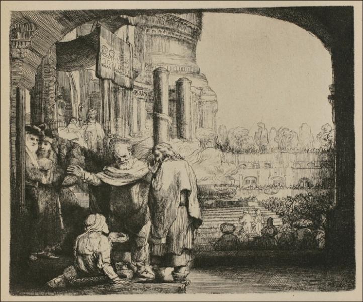 St. Peter and St. John at the Entrance to the Temple, 1649 - Rembrandt