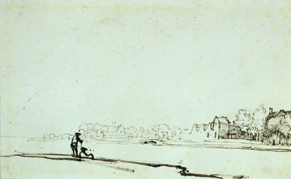 View of Amstel river in Amsterdam, c.1640 - 1641 - Рембрандт