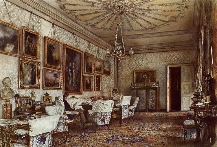 Salon in the Apartment of Count Lanckoroński in Vienna, 1881 - Rudolf von Alt