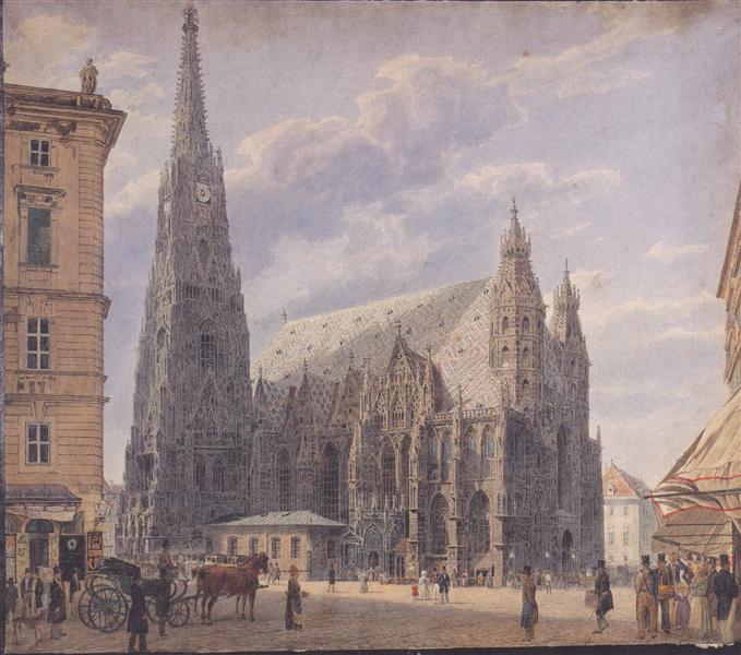 The St. Stephen's Cathedral in Vienna, 1831 - Рудольф фон Альт