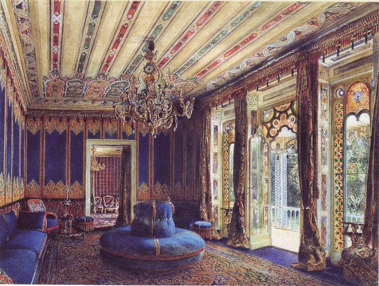 The Turkish Salon, Villa Hügel, Hietzing, Vienna, 1877 - Рудольф фон Альт