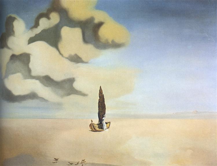 Figure and Drapery in a Landscape, c.1934 - Salvador Dali