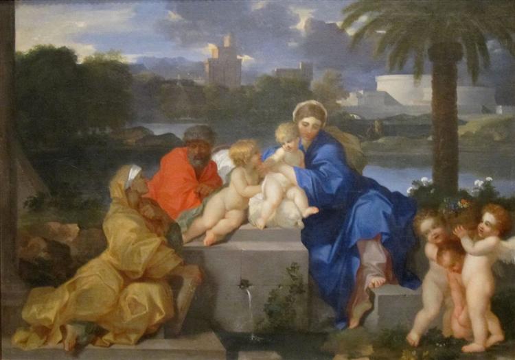 The Holy Family with Saints Elizabeth and the Infant John the Baptist, 1665 - Sébastien Bourdon