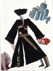 The sketch to the movie "Demon". "The person in a black felt cloak" - Sergei Parajanov