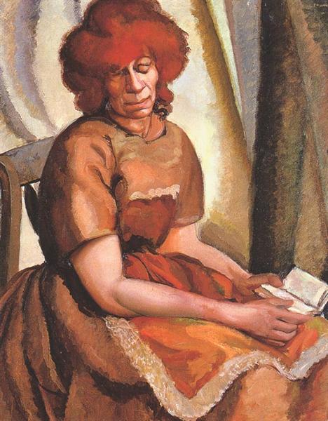 Redheaded Woman Reading, 1922 - Тамара Лемпицька