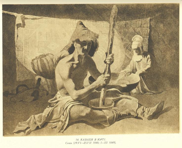 Kazakhs in yurta, 1849 - Taras Schewtschenko