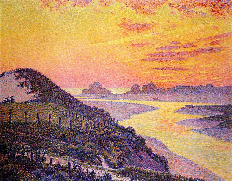 Sunset at Ambletsuse, 1899 - Theo van Rysselberghe