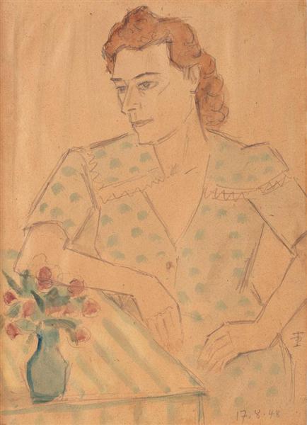 Woman in Interior, 1948 - Теодор Паллади