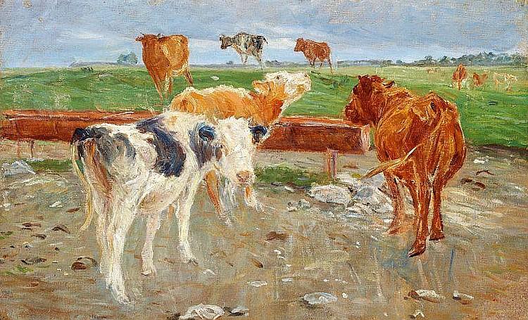 Cows near the well at Gammelgaard, Saltholm, 1901 - Theodor Philipsen